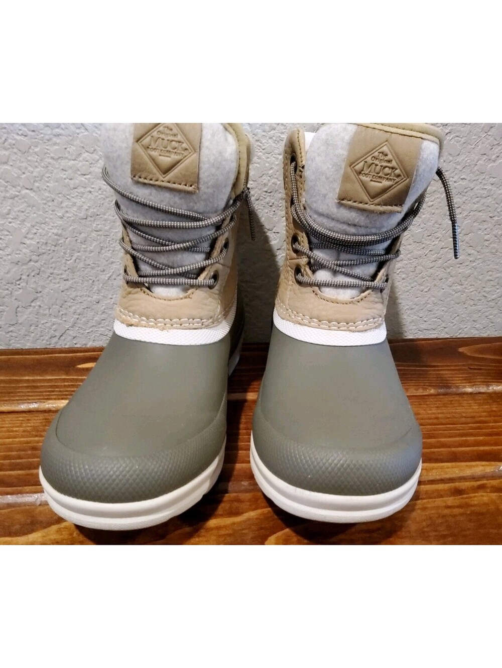 Muck Boots Originals Duck Lace Women’s 6 Waterproof Taupe/Walnut Rubber Rain - Picture 7 of 9
